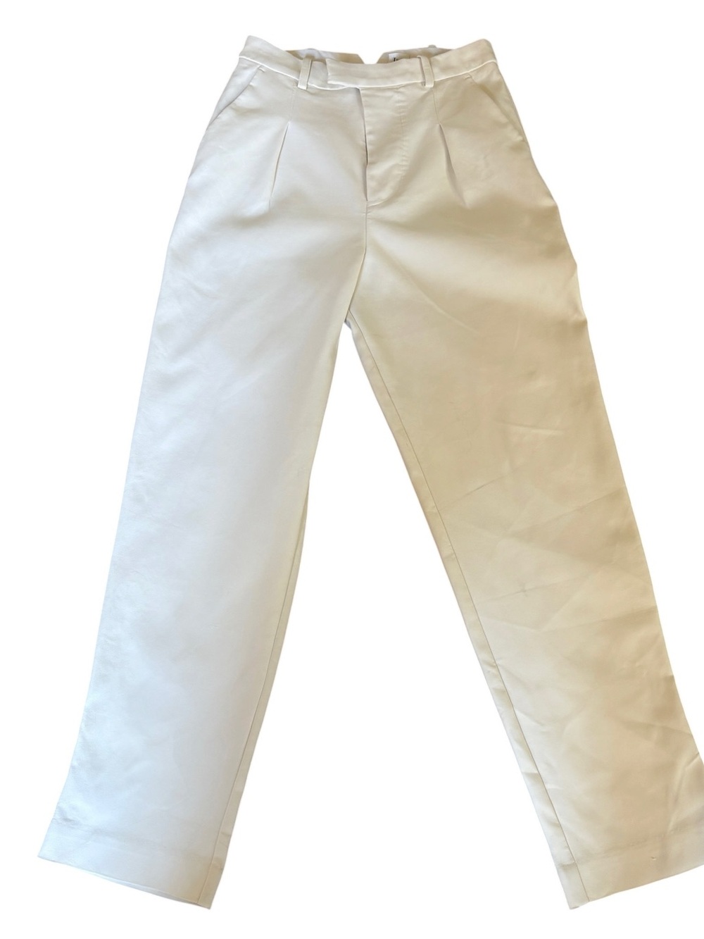 HELSA Ivory High Rise Pleated Straight Leg Trouser Pants XS